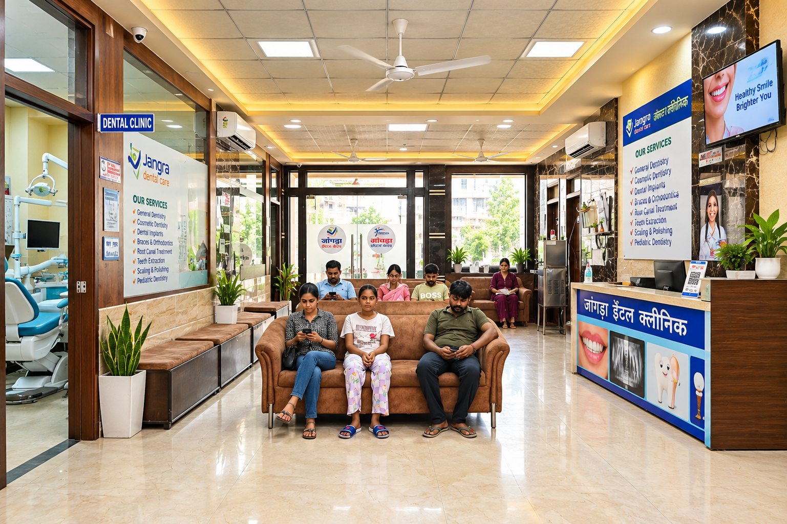Air-conditioned patient waiting lounge at Jangra Diagnostic Centre